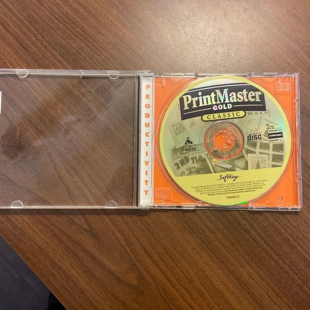 Softkey PrintMaster Gold Classic for Windows 3.1 &‎ 95 PC CD Vintage